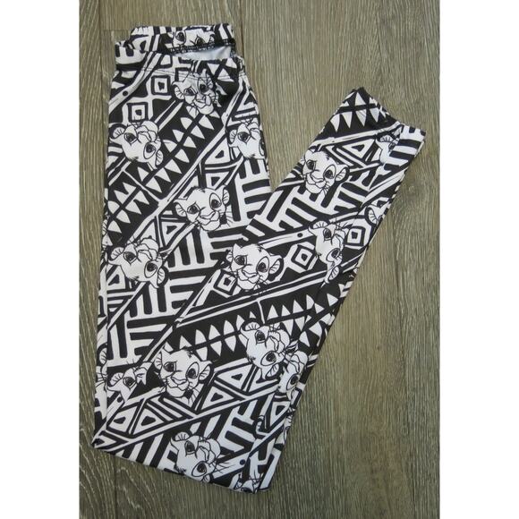 DISNEY LION KING Simba Girls Leggings Size S 6/7** Black White Casual School - Picture 4 of 7